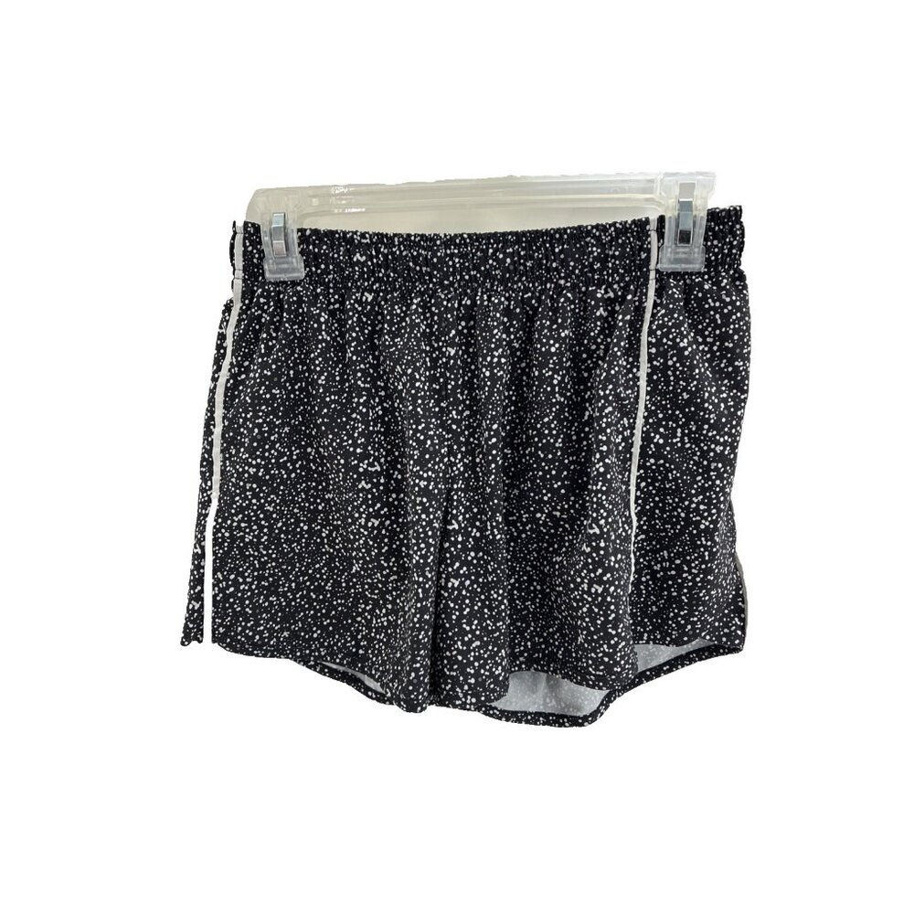 Xersion Womens S Black White Print Running Shorts Elastic Waist Activewear